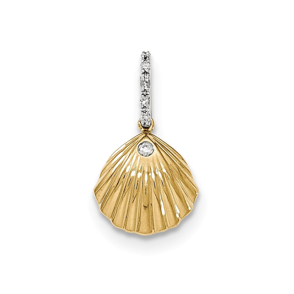 14K Gelbgold Anhänger Muschel mit echten Diamanten