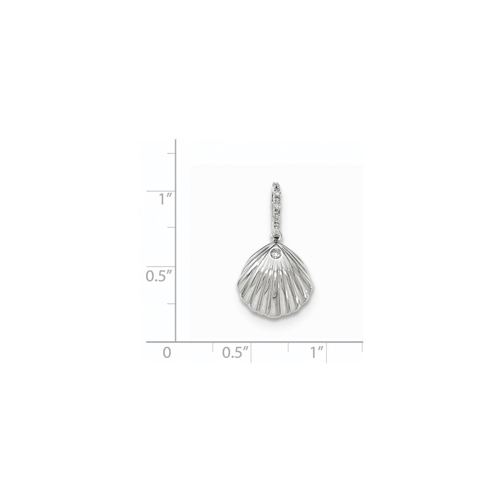 14K Weißgold Muschel-Anhänger mit echten Diamanten