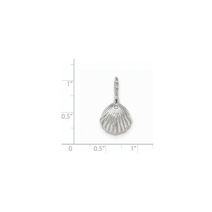 14K Weißgold Muschel-Anhänger mit echten Diamanten