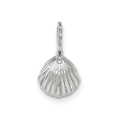 14K Weißgold Muschel-Anhänger mit echten Diamanten