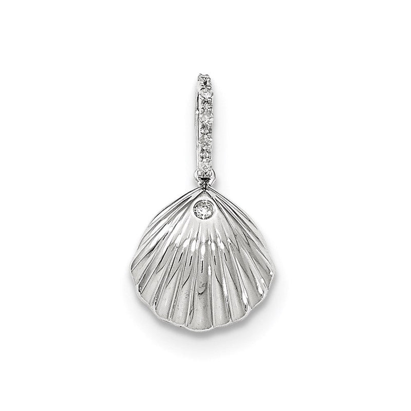 14K Weißgold Muschel-Anhänger mit echten Diamanten