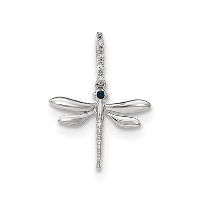 14K Weißgold Anhänger Libelle mit blauen und weißen Diamanten