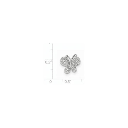 14K Weißgold Echt Diamant Schmetterling Kette Anhänger