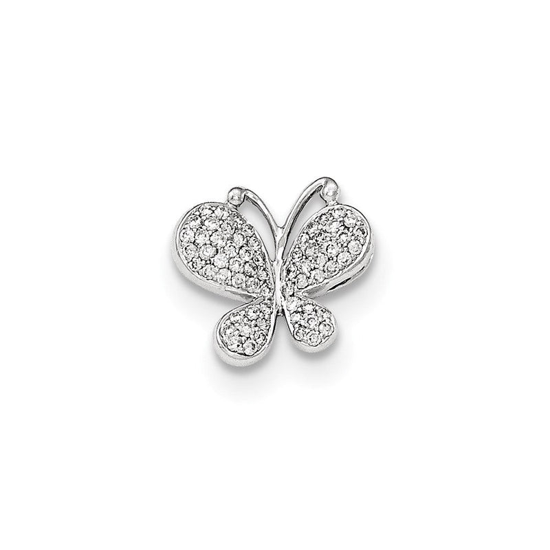 14K Weißgold Echt Diamant Schmetterling Kette Anhänger