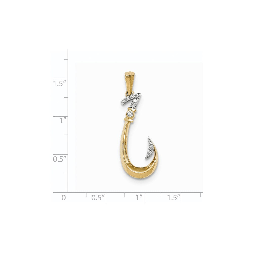 14K Gelbgold Angelhaken-Anhänger mit echtem Diamant
