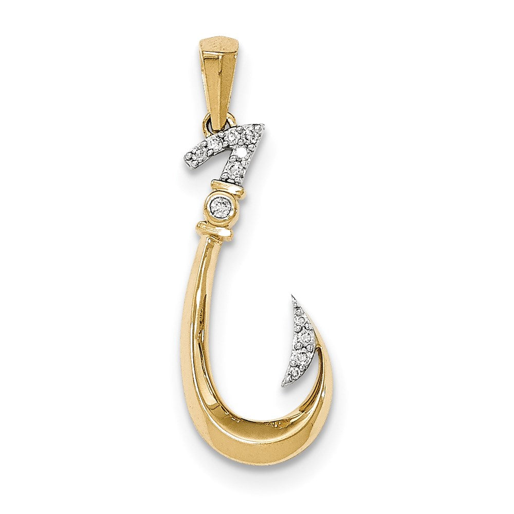 14K Gelbgold Angelhaken-Anhänger mit echtem Diamant