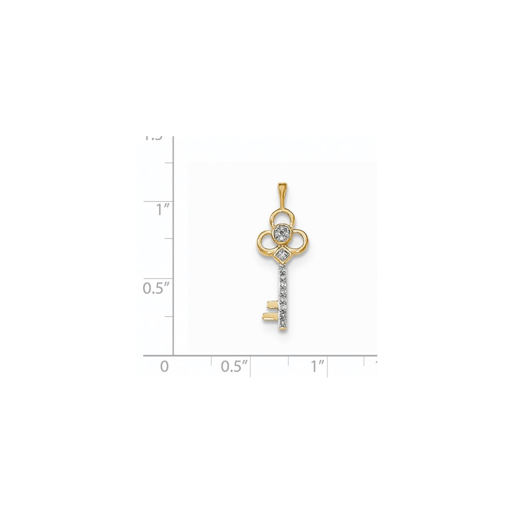 14K Gelbgold Echt Diamant Club Key Kette Anhänger