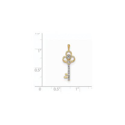 14K Gelbgold Echt Diamant Club Key Kette Anhänger