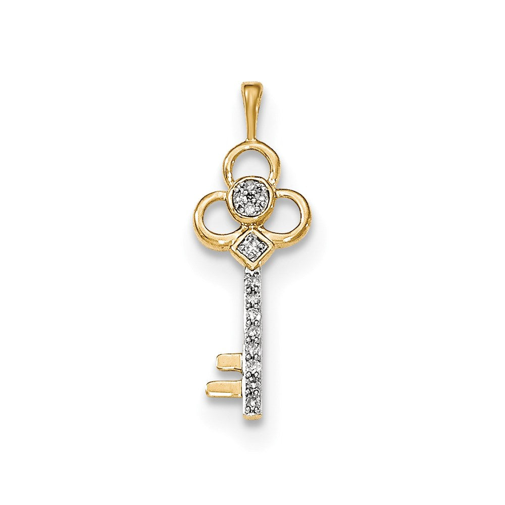 14K Gelbgold Echt Diamant Club Key Kette Anhänger