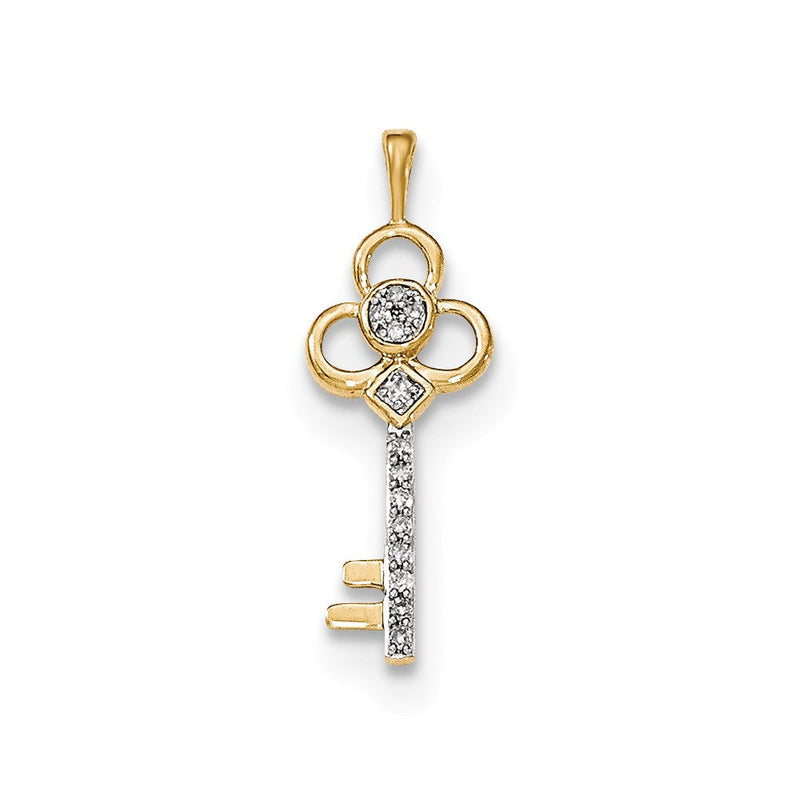 14K Gelbgold Echt Diamant Club Key Kette Anhänger
