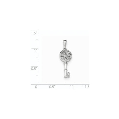 14K Weißgold Polierter Echter Diamant Schlüssel-Anhänger