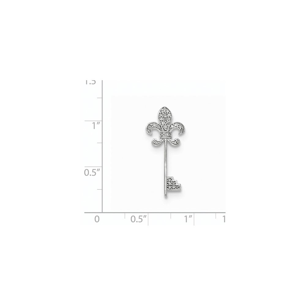 14K Weißgold Echt Diamant French Lilie Key Kette Anhänger