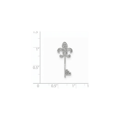 14K Weißgold Echt Diamant French Lilie Key Kette Anhänger