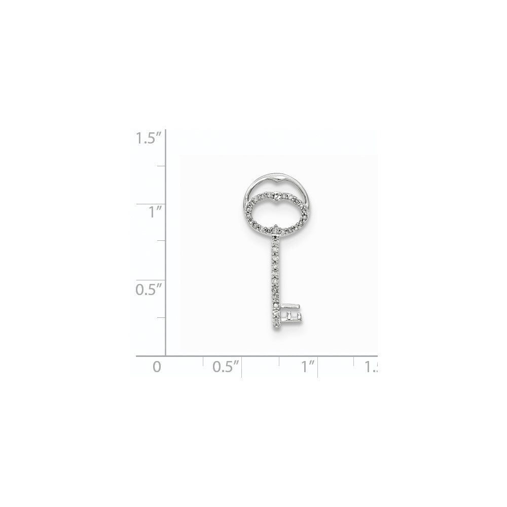 14K Weißgold Echt Diamant Key Kette Anhänger