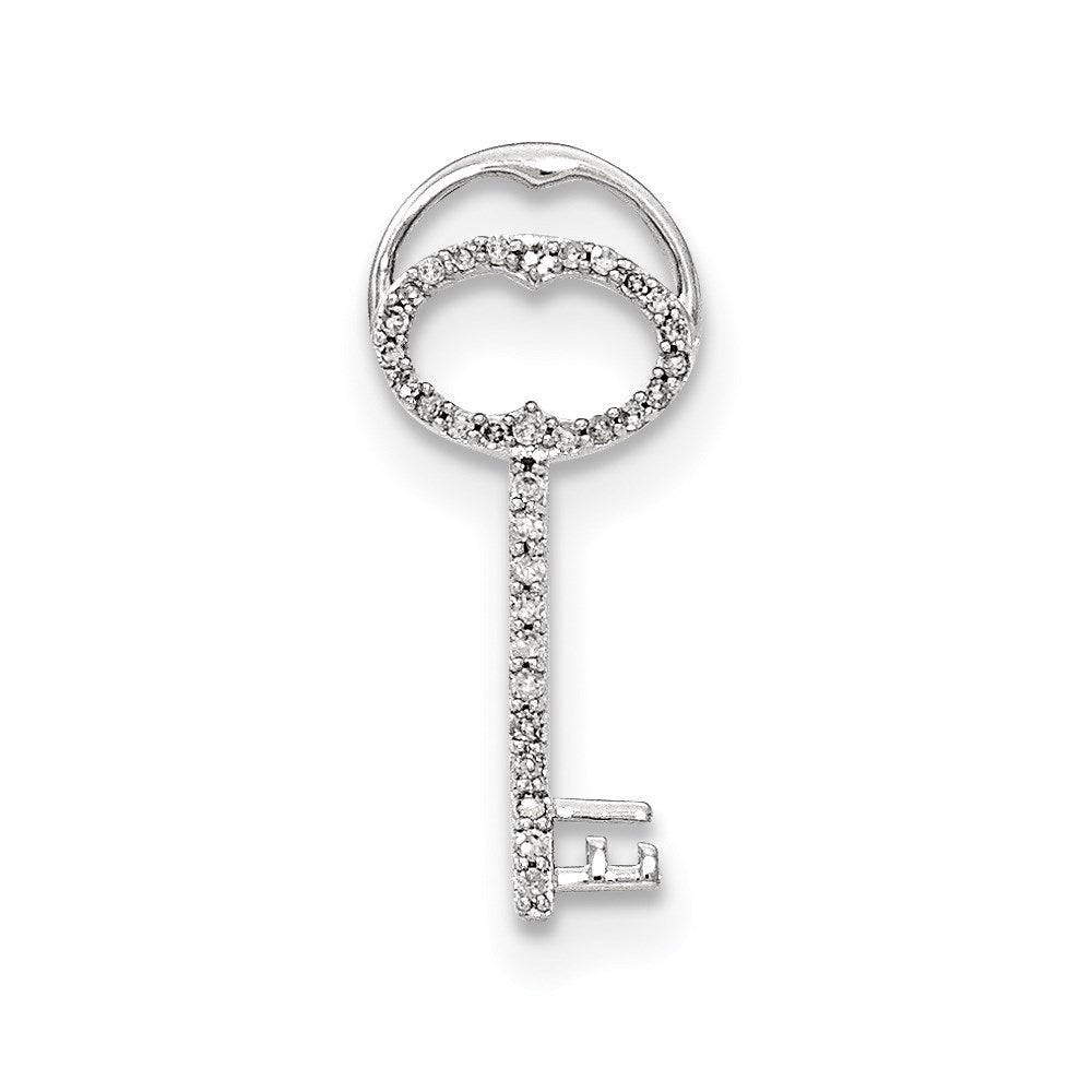 14K Weißgold Echt Diamant Key Kette Anhänger