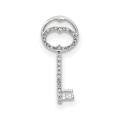 14K Weißgold Echt Diamant Key Kette Anhänger