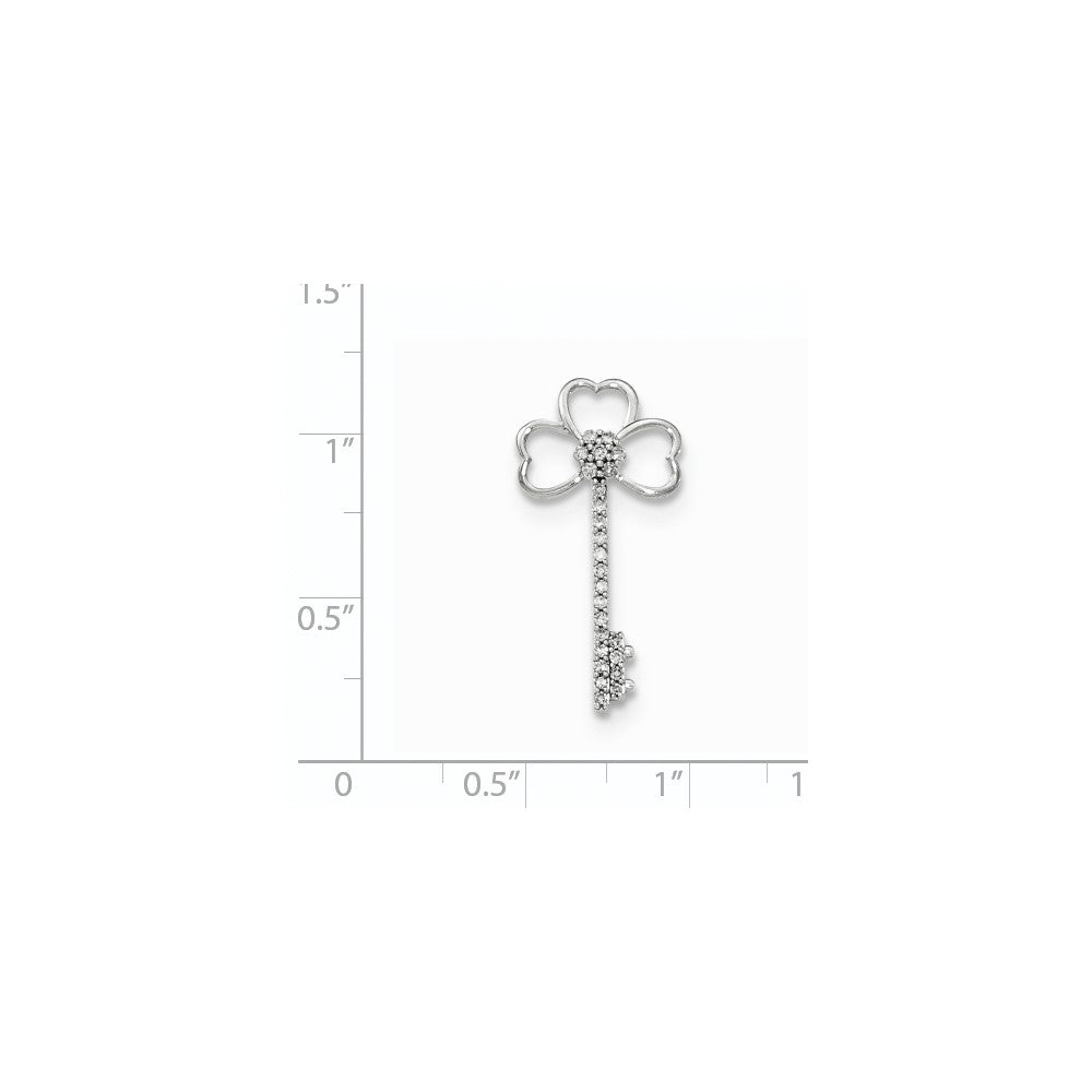 14K Weißgold Echt Diamant Klee Key Kette Anhänger