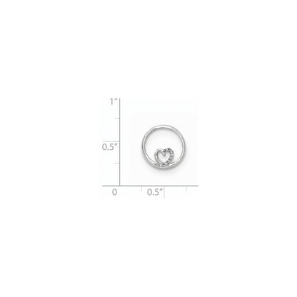 14K Weißgold Echt Diamant Herz Inside Rund Kette Anhänger