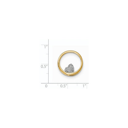 14K Bicolor Gold Echt Diamant Herz Inside Rund Kette Anhänger