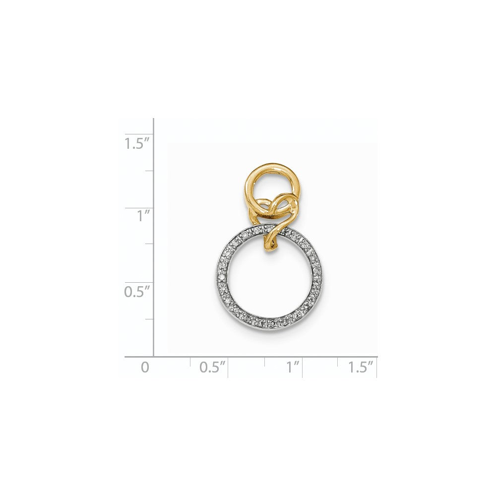 14K Bicolor Gold Echt Diamant Rund Hängend Inside Rund Kette Anhänger