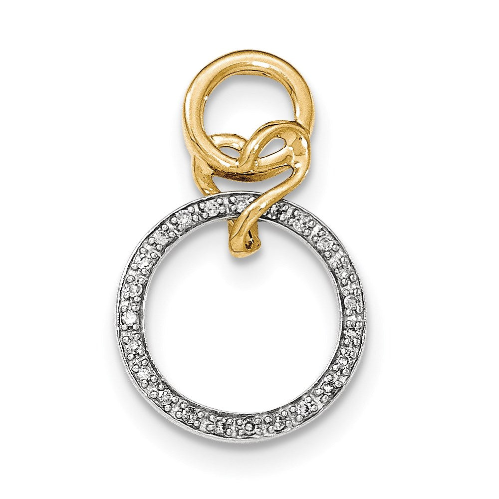 14K Bicolor Gold Echt Diamant Rund Hängend Inside Rund Kette Anhänger