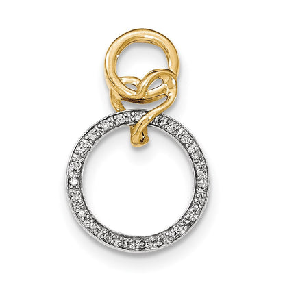 14K Bicolor Gold Echt Diamant Rund Hängend Inside Rund Kette Anhänger
