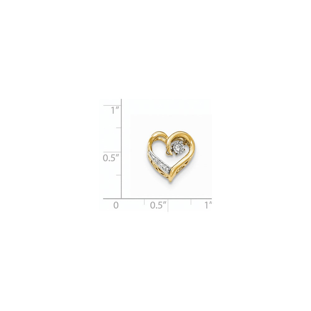 14K Gelbgold Gleitanhänger „Offenes Herz" mit beweglichem echten Diamant, poliert
