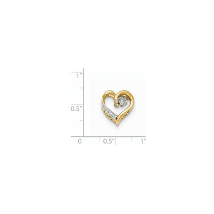 14K Gelbgold Gleitanhänger „Offenes Herz" mit beweglichem echten Diamant, poliert