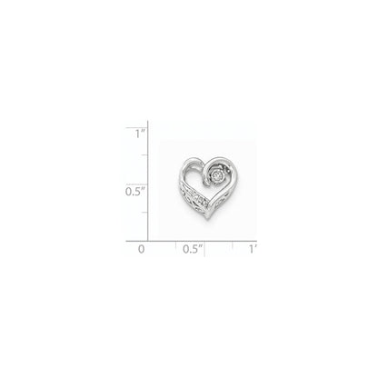 14K Weißgold Offenherz-Gleitanhänger mit beweglichem echten Diamant