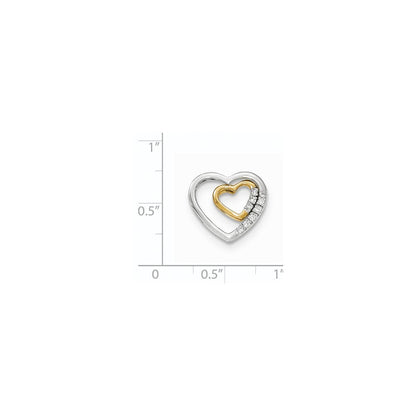 14K Bicolor-Gold Echter Diamant 2-teiliger Herz-Gleitanhänger