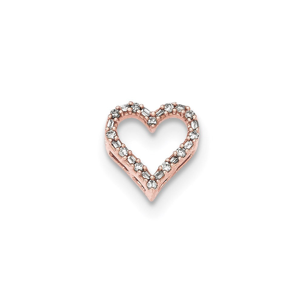14K Roségold Herz-Gleitanhänger mit echten Diamanten