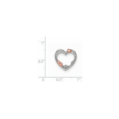 14K Bicolor Gold Echt Diamant Herzen Kette Anhänger
