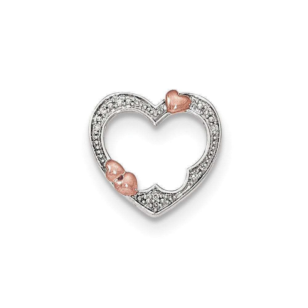 14K Bicolor Gold Echt Diamant Herzen Kette Anhänger