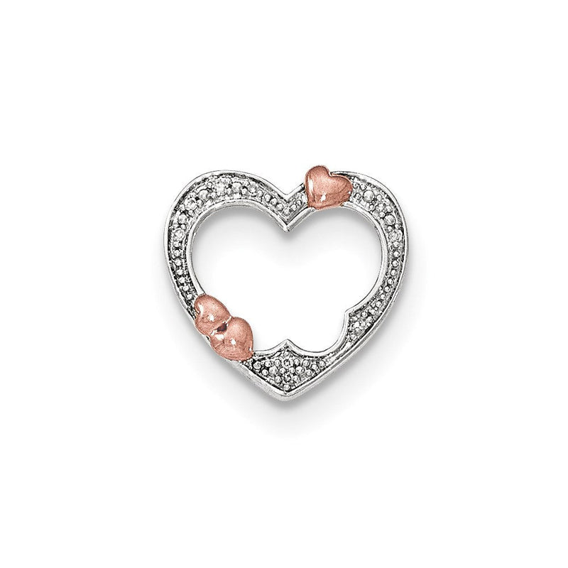 14K Bicolor Gold Echt Diamant Herzen Kette Anhänger