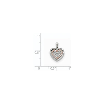 14K Bicolor-Gold polierter Herz-Anhänger mit echtem Diamant