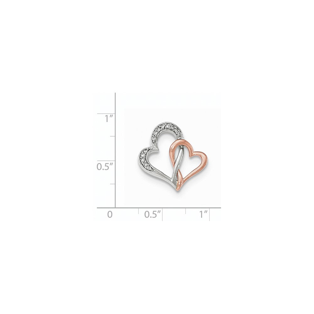 14K Bicolor Gold Herz Echt Diamant Kette Anhänger