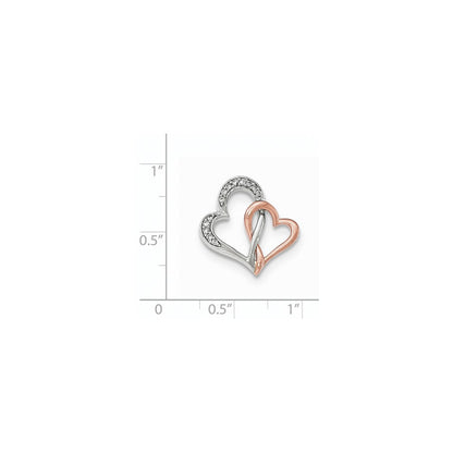 14K Bicolor Gold Herz Echt Diamant Kette Anhänger