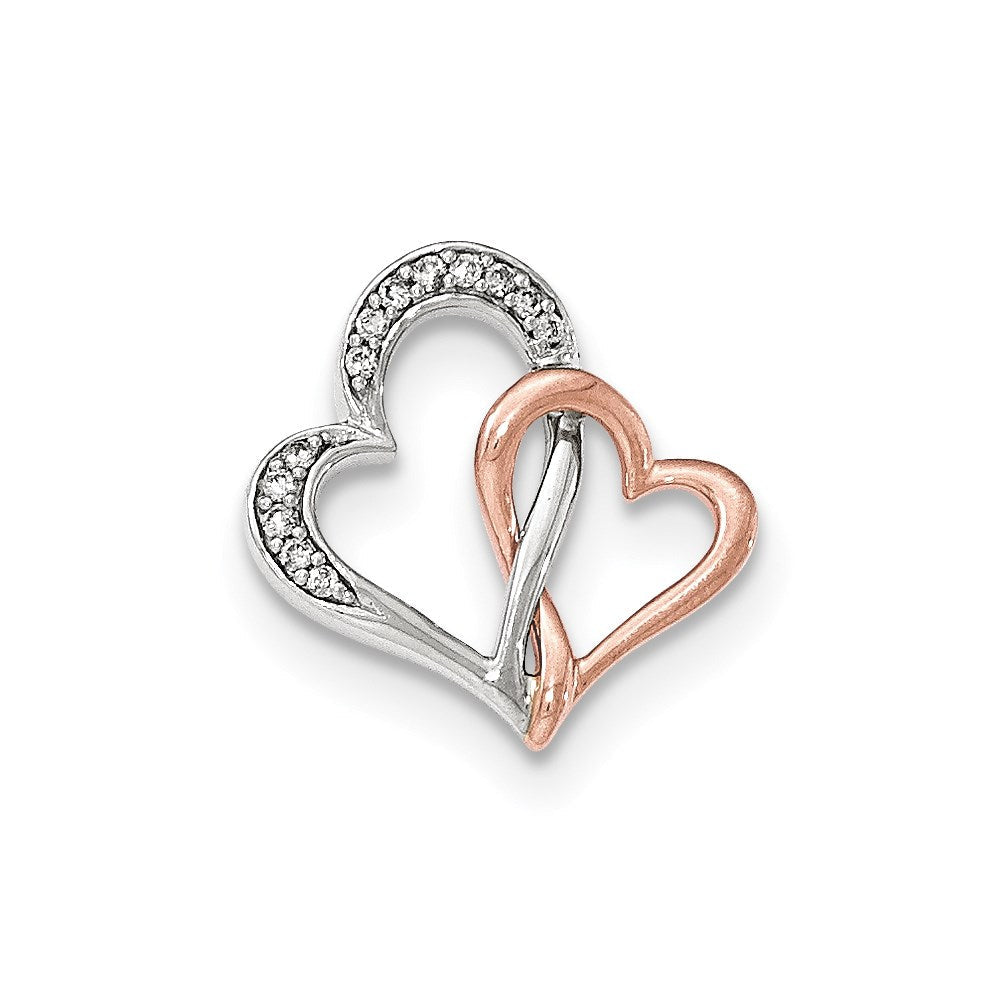 14K Bicolor Gold Herz Echt Diamant Kette Anhänger