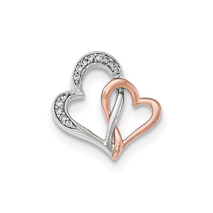 14K Bicolor Gold Herz Echt Diamant Kette Anhänger