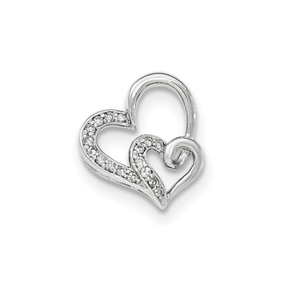 14K Weißgold Echt Diamant Herz Kette Anhänger
