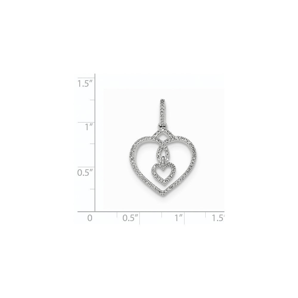 14K Weißgold Anhänger mit echten Diamant-Herzen