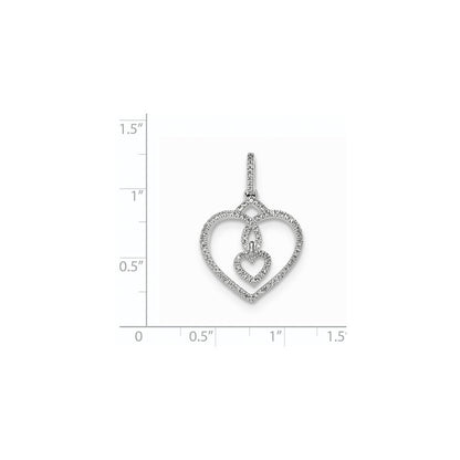 14K Weißgold Anhänger mit echten Diamant-Herzen