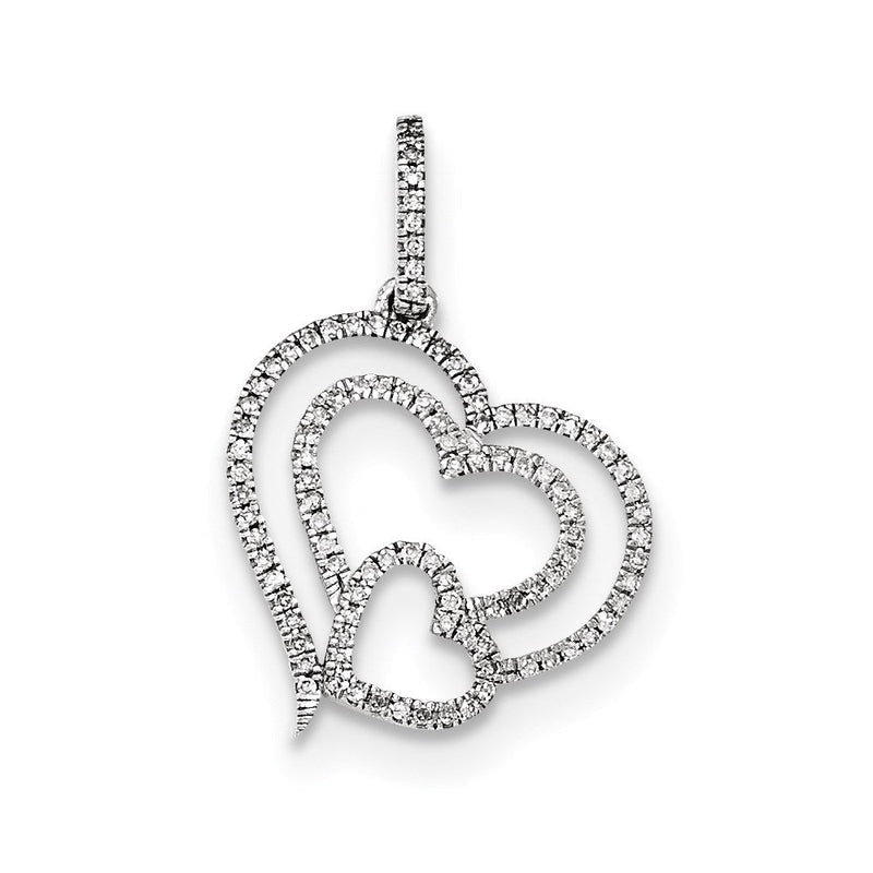14K Weißgold Diamant-Herz-Anhänger
