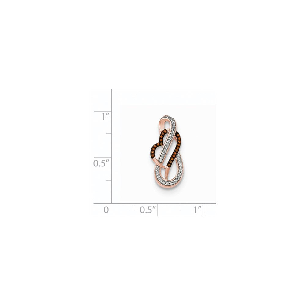 14K Roségold Anhänger „Unendlichkeitsherz" mit braunen und weißen Diamanten