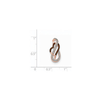 14K Roségold Anhänger „Unendlichkeitsherz" mit braunen und weißen Diamanten