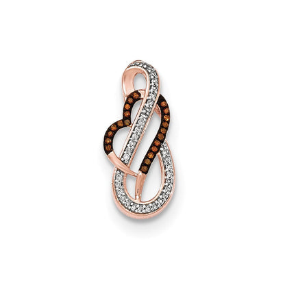 14K Roségold Anhänger „Unendlichkeitsherz" mit braunen und weißen Diamanten