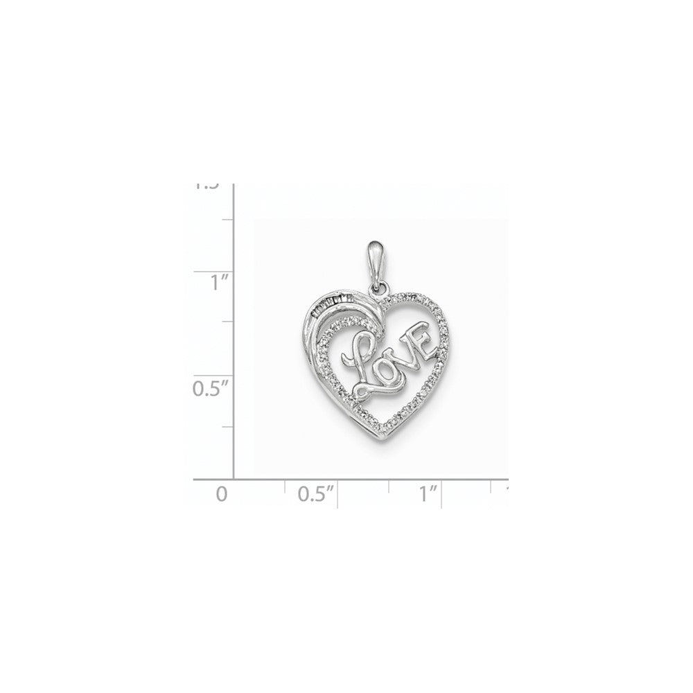 14K Weißgold Diamant-Herz-Anhänger mit „LOVE“-Schriftzug