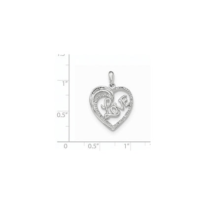 14K Weißgold Diamant-Herz-Anhänger mit „LOVE“-Schriftzug