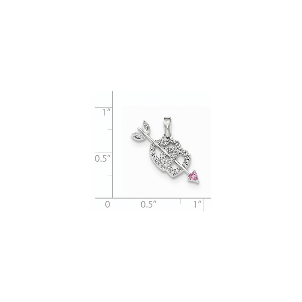 14K Weißgold Herzen-und-Pfeile Anhänger mit echten Diamanten
