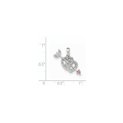 14K Weißgold Herzen-und-Pfeile Anhänger mit echten Diamanten
